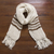 100% baby alpaca scarf, 'Cocoa Rivers' - 100% Baby Alpaca Antique White and Brown Hand Knit Scarf thumbail