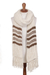 100% baby alpaca scarf, 'Cocoa Rivers' - 100% Baby Alpaca Antique White and Brown Hand Knit Scarf (image 2a) thumbail