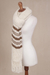 100% baby alpaca scarf, 'Cocoa Rivers' - 100% Baby Alpaca Antique White and Brown Hand Knit Scarf (image 2c) thumbail