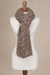 100% alpaca scarf, 'Chocolate River' - Brown and White 100% Alpaca Hand Knit Cable Stitch Scarf