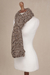 100% alpaca scarf, 'Chocolate River' - Brown and White 100% Alpaca Hand Knit Cable Stitch Scarf (image 2d) thumbail