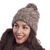 100% alpaca knit hat, 'Chocolate River' - Brown and White 100% Alpaca Hand Knit Cable Stitch Hat (image 2) thumbail