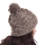 100% alpaca knit hat, 'Chocolate River' - Brown and White 100% Alpaca Hand Knit Cable Stitch Hat (image 2b) thumbail