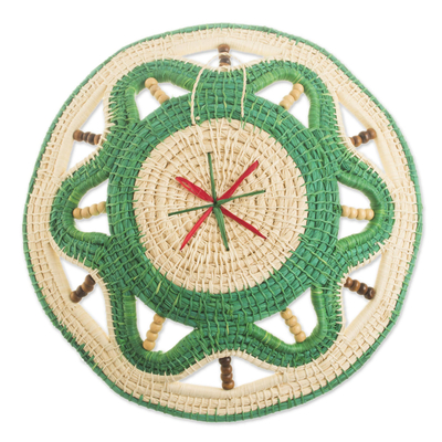 Chambira tree fiber decorative basket, 'Magical Weave in Viridian' - Chambira Tree Fiber Decorative Basket in Viridian from Peru