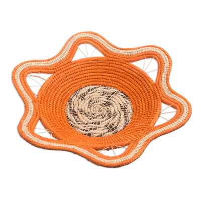 Chambira Tree Fiber Decorative Basket in Mandarin from Peru