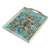 Reverse-painted glass tray, 'Mystic Flora' - Rectangular Reverse-Painted Glass Tray from Peru thumbail