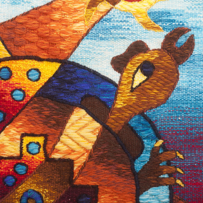 Wandteppich aus Alpaka-Mischung, „Apu Kuntur“ – Chakana-Kondor-Vogel, Wandteppich aus Alpaka-Mischung aus Peru