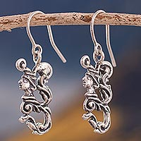Silver dangle earrings, 'Baroque Sirens' - Silver Siren Dangle Earrings from Peru