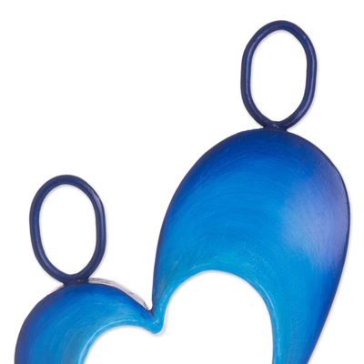 Steel sculpture, 'Celestial Love' - Abstract Romantic Steel Sculpture in Blue from Peru