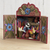 Wood and ceramic retablo, 'Flower Shop' - Floral Wood and Ceramic Retablo from Peru thumbail