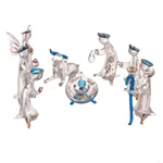 Glass nativity scene, 'Festivity' (10 piece) - Clear Gilded Glass Nativity Scene from Peru (10 Piece)