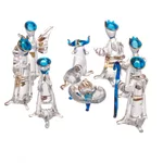 Glass nativity scene, 'Festivity' (10 piece) - Clear Gilded Glass Nativity Scene from Peru (10 Piece)