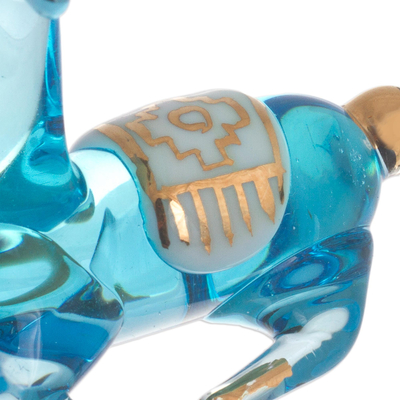 Figuras de vidrio, (12 piezas) - Belén de Vidrio Dorado Azul de Perú (12 Piezas)
