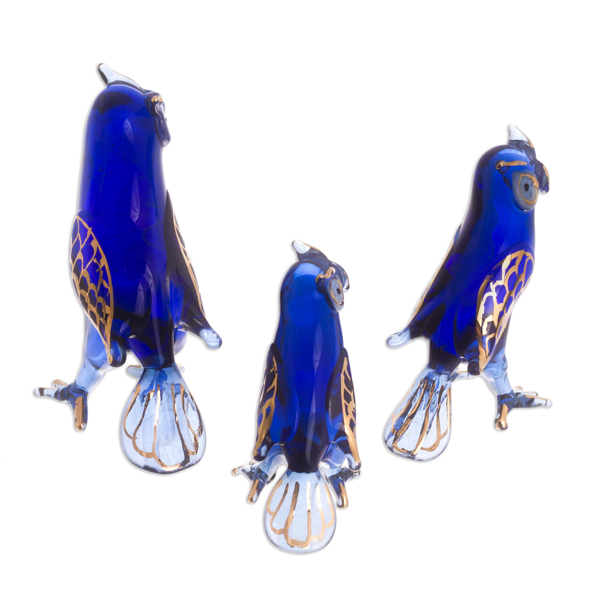 blue glass owl figurine