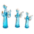 Glass figurines, 'Reverent Angels in Blue' (set of 3) - Blue Glass Gilded Angel Figurines from Peru (Set of 3)