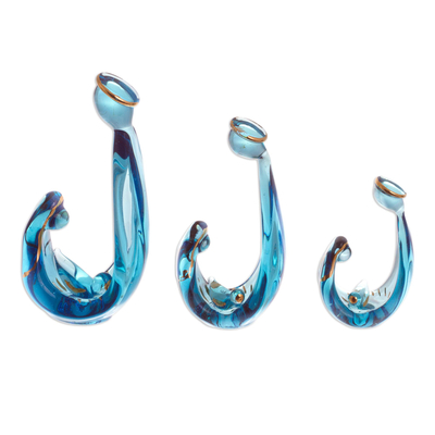Glasfiguren, (6 Stück) - Blaue Krippenfiguren aus Glas aus Peru (6 Stück)