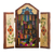 Ceramic retablo, 'Colorful Marketplace' - Colorful Wood and Ceramic Retablo of Weavers at Market thumbail