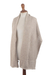 Alpaca blend shawl, 'Dreamy Mist' - Warm White Alpaca Blend Eyelet and Cable Knit Shawl (image 2b) thumbail