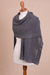 Alpaca blend shawl, 'Andean Delight in Graphite' - Knit Alpaca Blend Shawl in Graphite from Peru (image 2d) thumbail