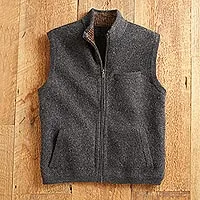 Mens boiled alpaca wool blend vest, Andean Holiday