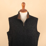 Men's boiled alpaca wool blend vest, 'Andean Holiday' - Men's Boiled Alpaca Wool Travel Vest
