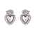 Silver button earrings, 'Holy Hearts' - Religious Heart 950 Silver Button Earrings from Peru