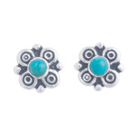 Chrysocolla stud earrings, 'Divine Sweetness' - Artisan Crafted Chrysocolla Stud Earrings from Peru