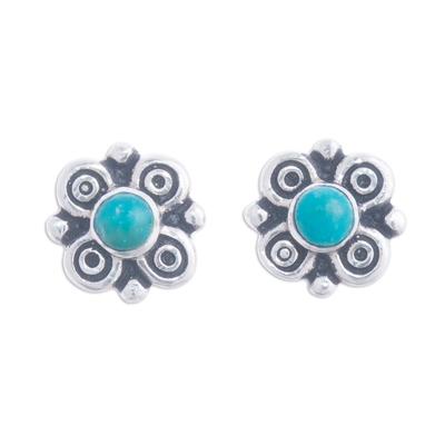 Artisan Crafted Chrysocolla Stud Earrings from Peru