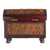 Leather and wood jewelry chest, 'Colonial Style' - Vine Pattern Leather and Wood Jewelry Chest from Peru