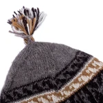 Alpaca blend chullo hat, 'Llama Silhouette in Smoke' - Alpaca Blend Chullo Hat with Llama Patterns in Smoke