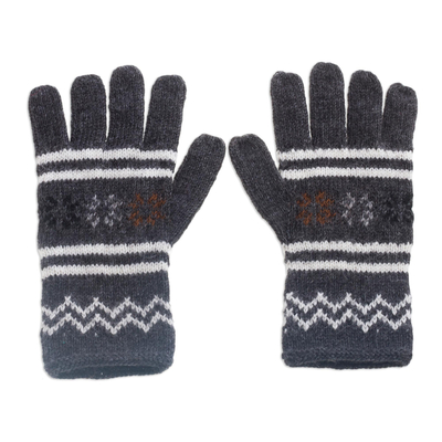 Knit Alpaca Blend Gloves in Graphite from Peru