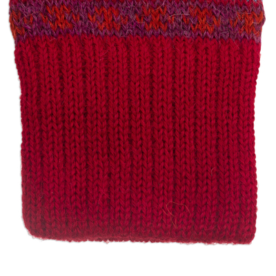 100% alpaca knit gloves, 'Andean Art' - Striped 100% Alpaca Knit Gloves from Peru