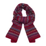 100% alpaca scarf, 'Andean Art' - Striped 100% Alpaca Wrap Scarf Crafted in Peru