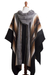 Men's 100% alpaca hooded poncho, 'Path to the Mountain' - Striped Men's 100% Alpaca Hooded Poncho from Peru (image 2c) thumbail