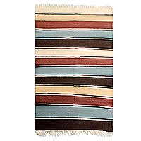 100% alpaca area rug, 'Andean Layers' (3.5x6.5) - Striped Earth-Tone 100% Alpaca Area Rug from Peru (3.5x6.5)