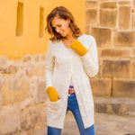 Baby alpaca blend cardigan, 'Comfortable Charm' - Cable Knit Baby Alpaca Blend Cardigan in Ivory from Peru