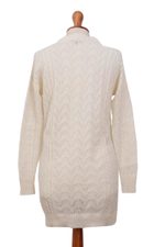 Baby alpaca blend cardigan, 'Comfortable Charm' - Cable Knit Baby Alpaca Blend Cardigan in Ivory from Peru