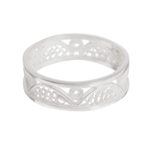 Sterling silver filigree band ring, 'Glistening Arcs' - Arc Pattern Sterling Silver Filigree Band Ring from Peru