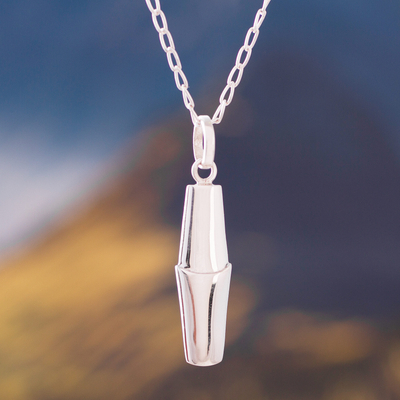 Sterling silver pendant necklace, 'Cocktail Shaker' - Sterling Silver Cocktail Shaker Pendant Necklace from Peru