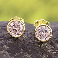 Gold plated sterling silver stud earrings, 'Golden Delight' - 18k Gold Plated Sterling Silver Stud Earrings from Peru