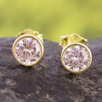 Gold plated sterling silver stud earrings, 'Golden Delight' - 18k Gold Plated Sterling Silver Stud Earrings from Peru