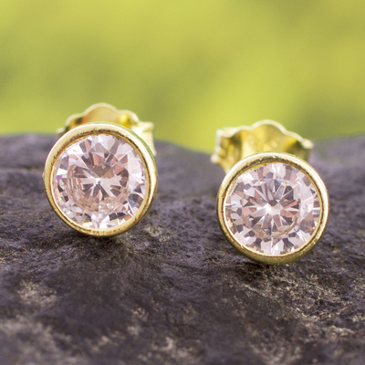Gold plated sterling silver stud earrings, Golden Delight