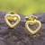 Gold plated sterling silver stud earrings, 'Heart Dimples' - Gold Plated Sterling Silver Heart Stud Earrings from Peru thumbail