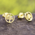 Gold plated sterling silver stud earrings, 'Arbor Halos' - Tree Motif 18k Gold Plated Sterling Silver Stud Earrings (image 2b) thumbail