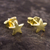 Pendientes de tuerca de plata de primera ley recubierta de oro - Aretes de estrella de plata de ley chapados en oro de 18 k de Perú