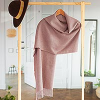 100% Baby Alpaca Shawl in Solid Dusty Rose from Peru,'Simple Beauty in Dusty Rose'