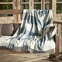 Featured review for 100% baby alpaca throw, Comfy Checks in Azure