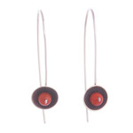 Agate drop earrings, 'Wondrous Galaxy in Red-Orange' - Red-Orange Agate and Sterling Silver Drop Earrings from Peru