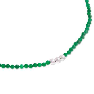 Agate beaded anklet, 'Simple Appeal in Green' - Agate Beaded Anklet in Green from Peru
