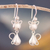 Sterling silver dangle earrings, 'Delightful Cats' - Cat-Themed Sterling Silver Dangle Earrings from Peru (image 2) thumbail